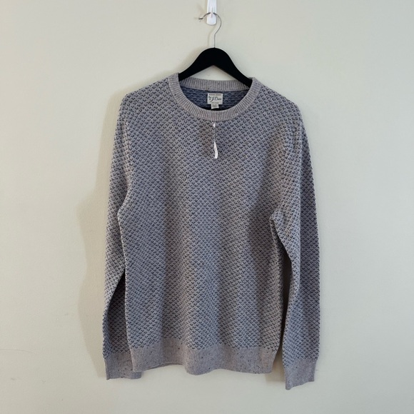 J.Crew LARGE TALL Crewneck Sweater Heather Gray Oatmeal Wool Blend NWT - Picture 4 of 6